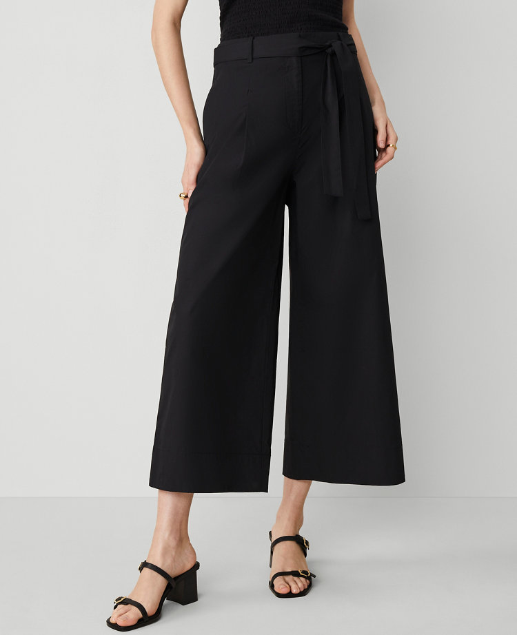 The Belted Cropped Palazzo Pant in Poplin