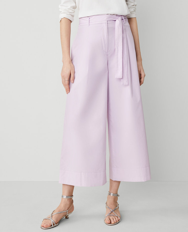 The Belted Cropped Palazzo Pant in Poplin