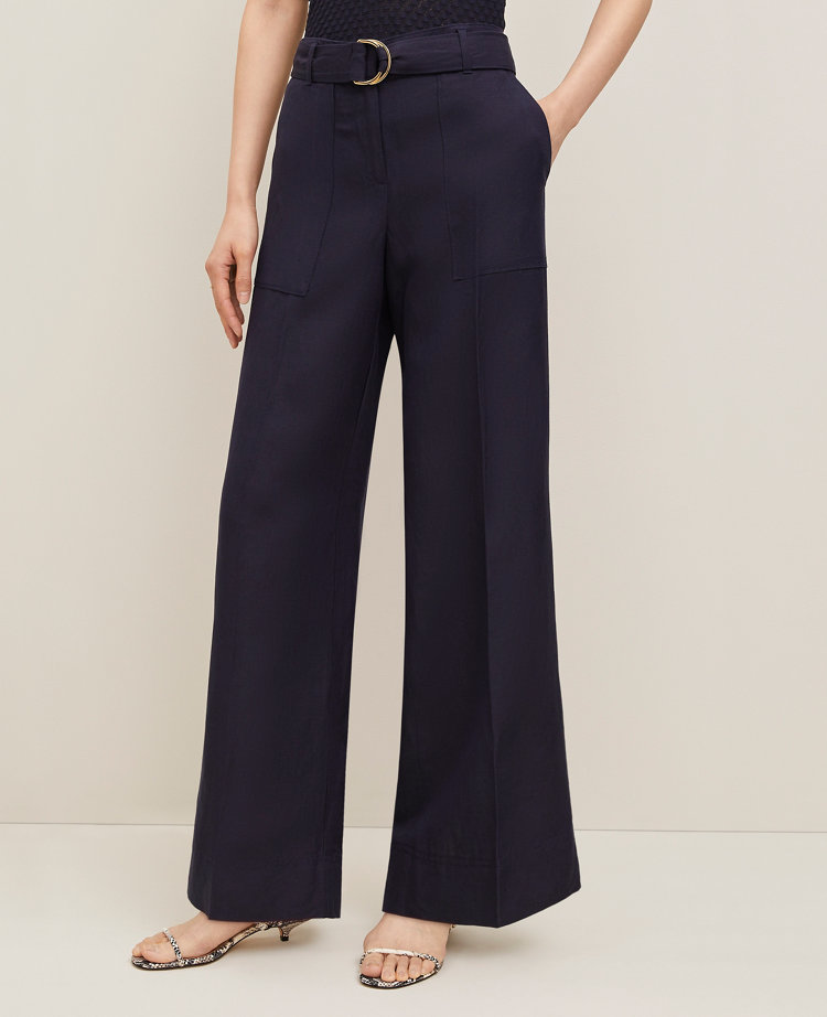 The Belted Wide-Leg Pant in Linen Blend
