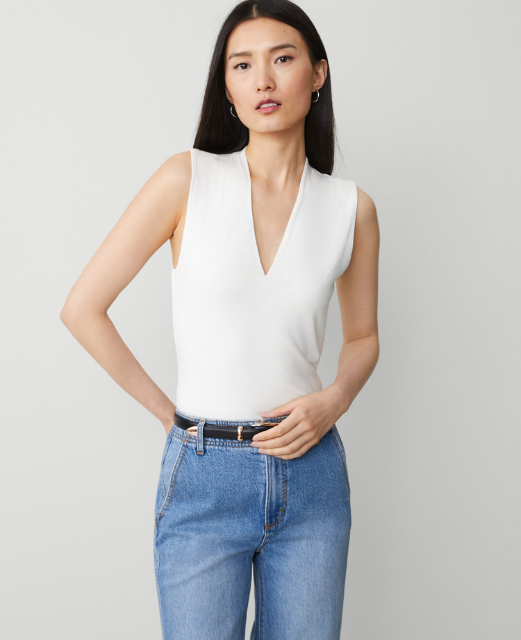 Petite Sleeveless V-Neck Top