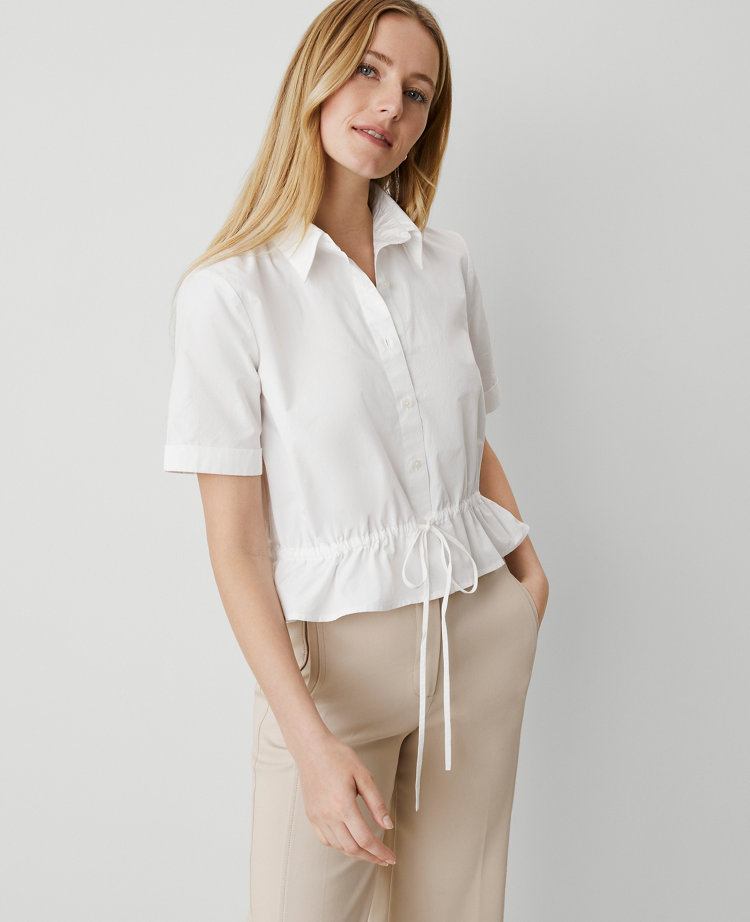 Weekend Collection Tie-Waist Peplum Shirt
