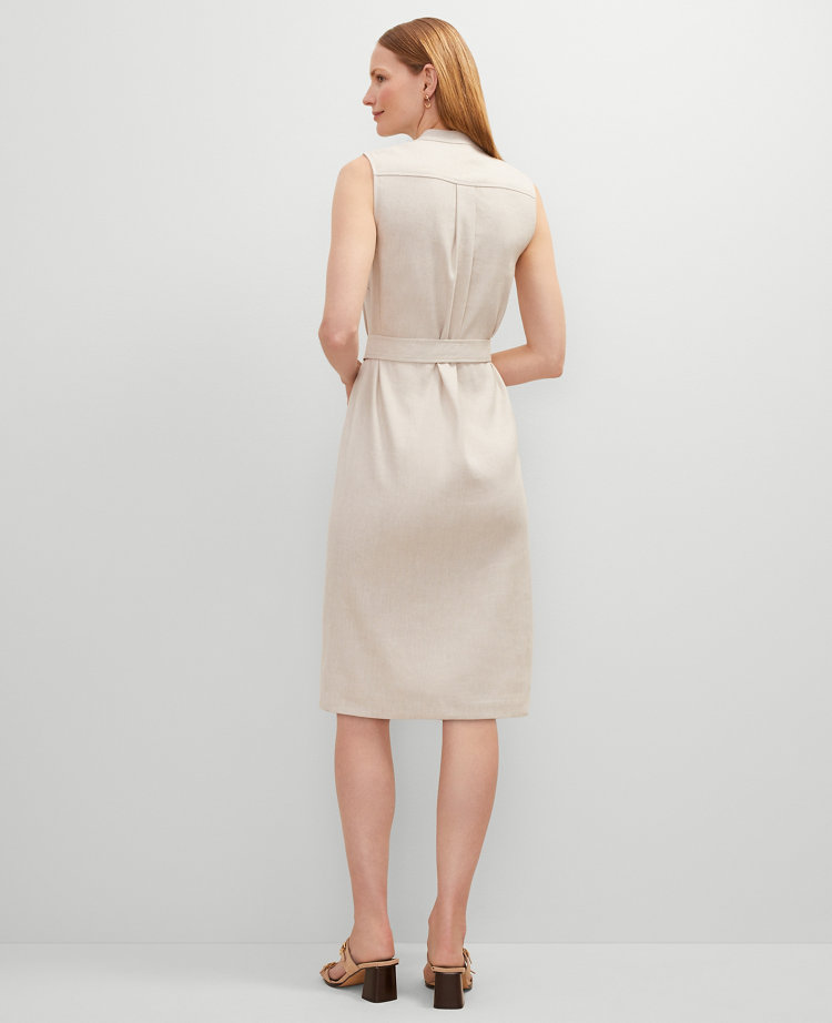 Belted Linen Blend Shirtdress