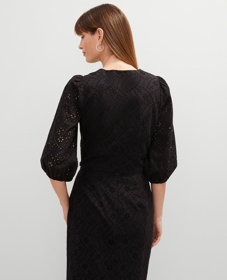 Eyelet Puff Sleeve Blouse