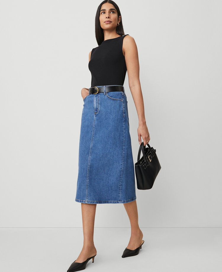 Denim Column Skirt