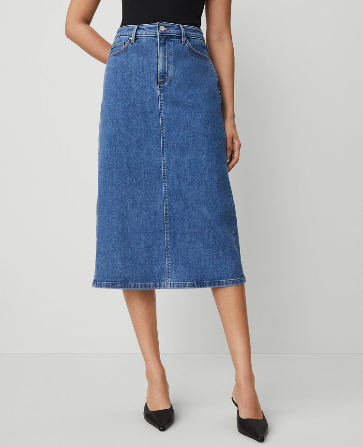 Denim Column Skirt