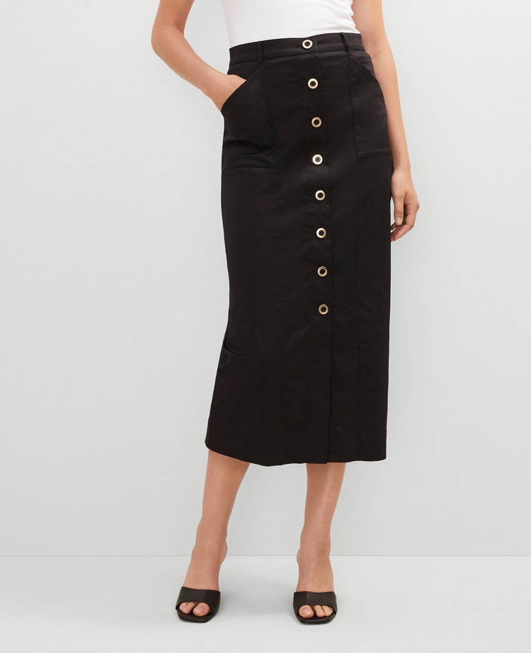 Button Front Pencil Skirt