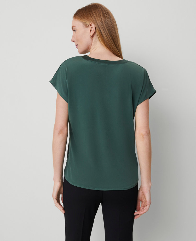 Mixed Media Pleat Front Top