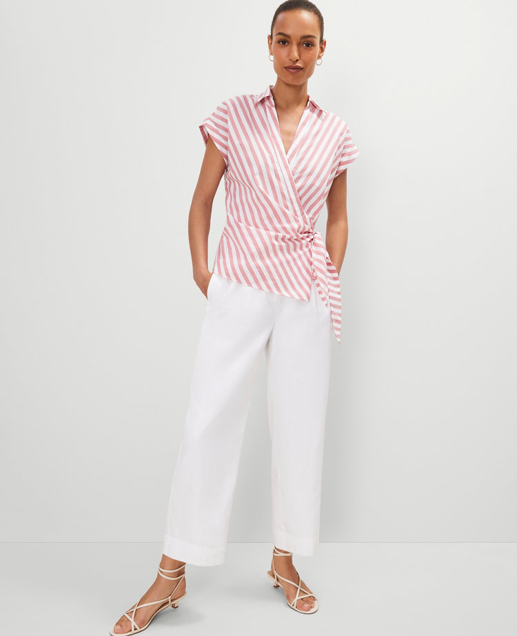 Striped Collared Tie Waist Top carousel Product Image 4