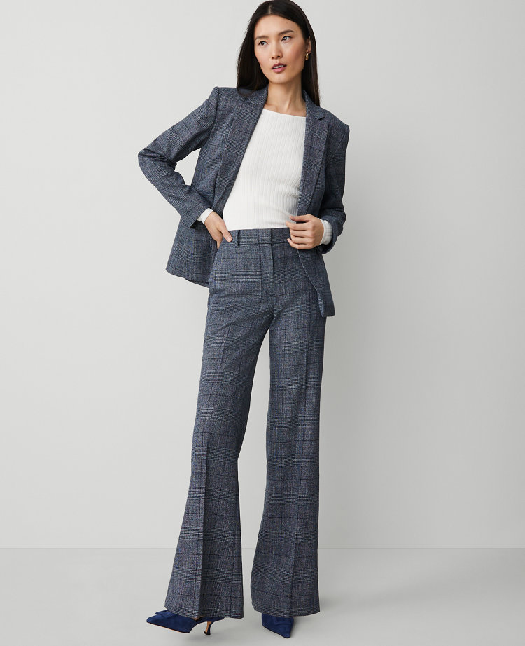 Ann Taylor The Trouser Pant Seasonless Stretch Navy/White Combo Women's