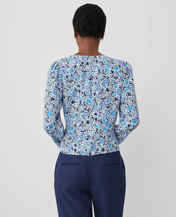 Floral Silky Wrap Blouse