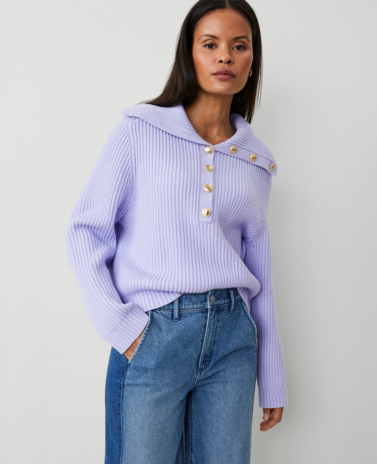 Petite Ribbed Button Sweater carousel Product Image 2