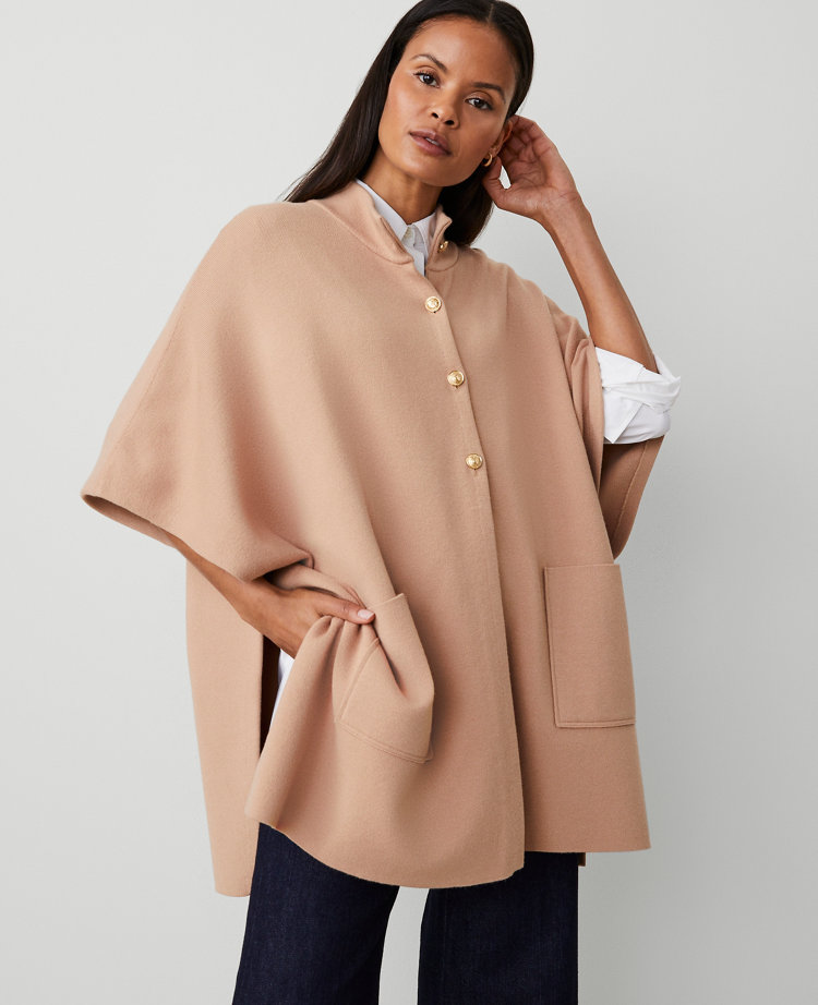 Button Mock Neck Poncho carousel Product Image 1