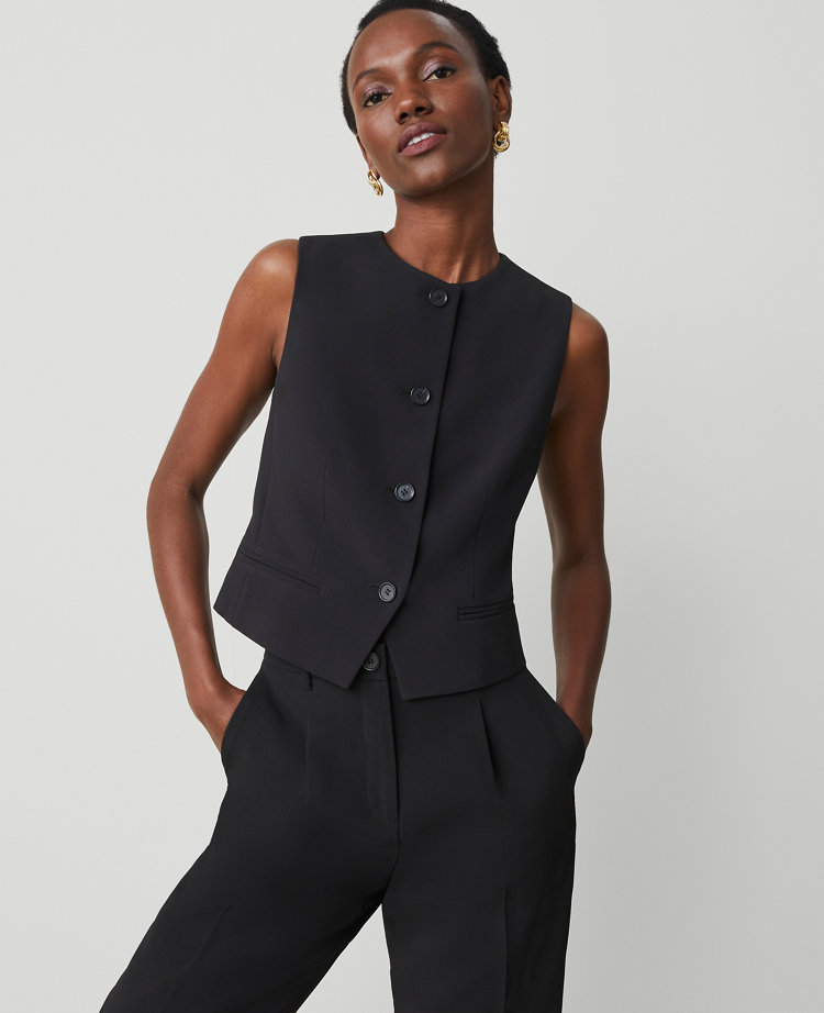 The Cropped Vest in Fluid Crepe