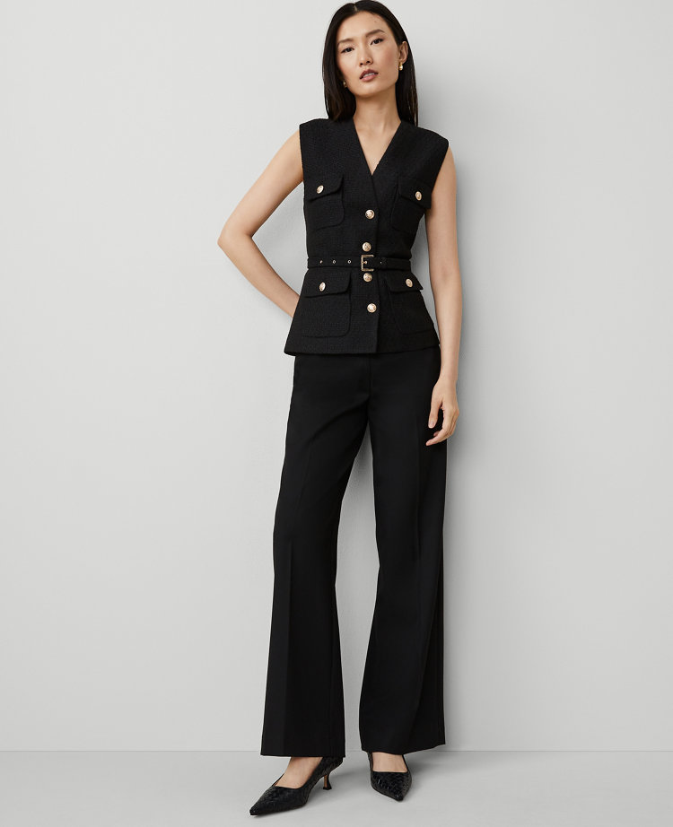Petite Tweed Belted Vest