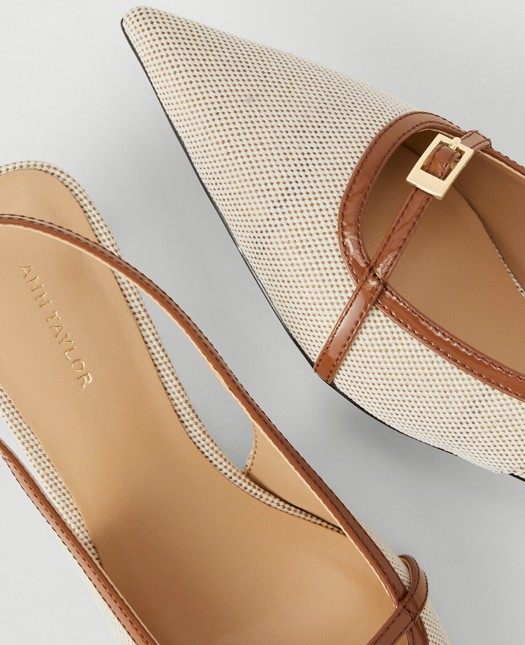 Buckle Kitten Heel Slingback Pumps