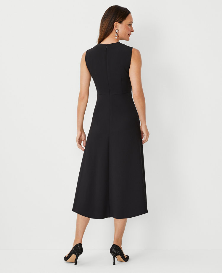 Colorblock V Neck Midi Flare Dress