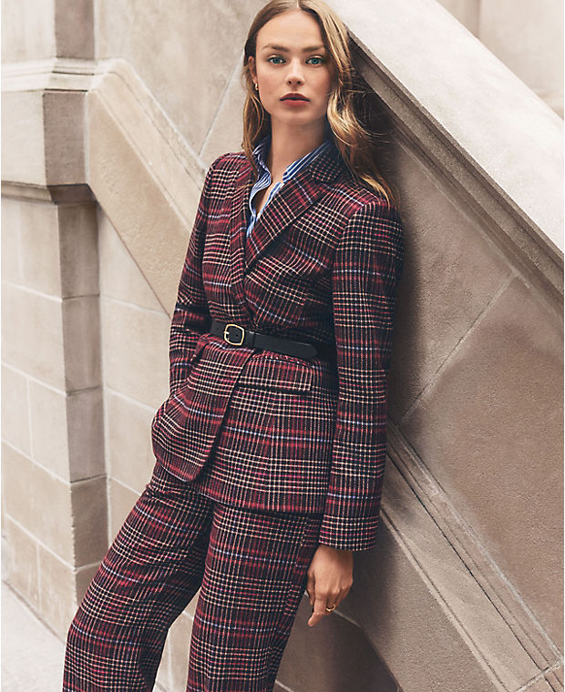The Greenwich Blazer in Brushed Plaid Wool Blend