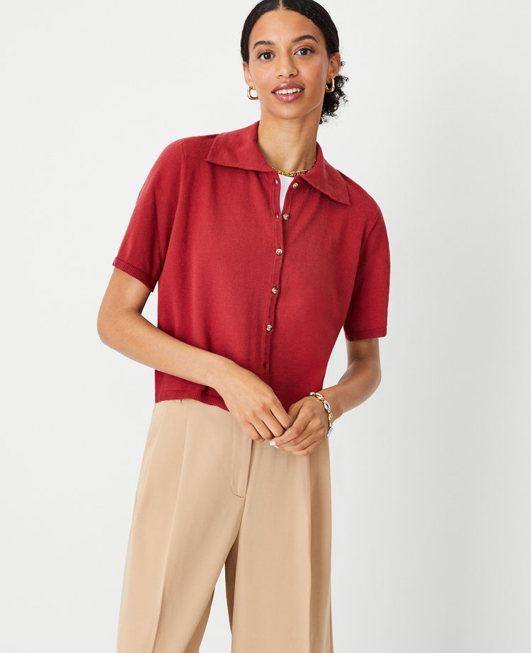 Ladies red hotsell short sleeve cardigan