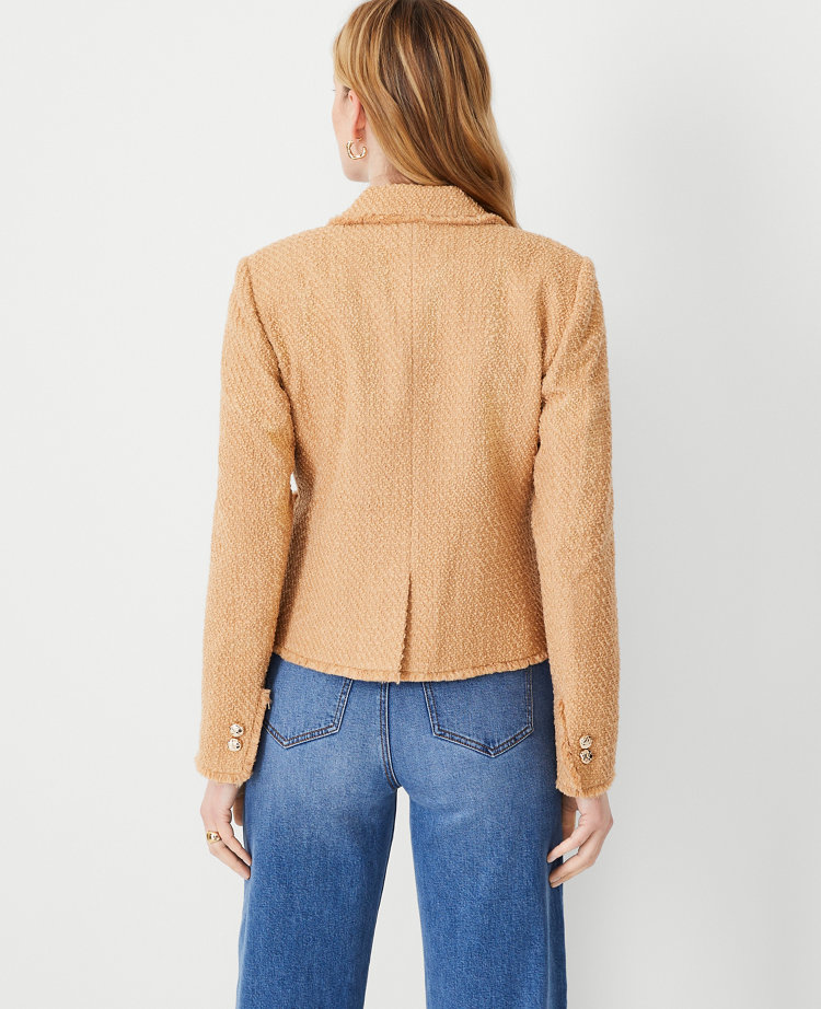 Camel tweed online blazer