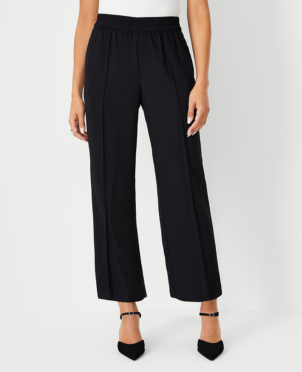 The Pintucked Easy Straight Ankle Pant in Crepe