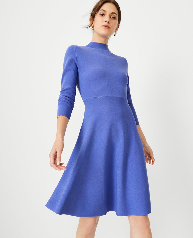 Mock neck flare dress best sale