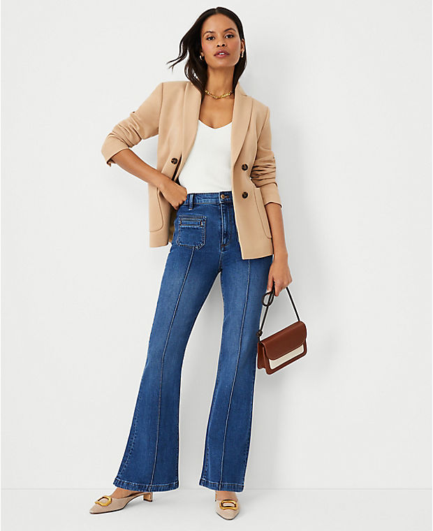 High Rise Flare Jeans in Luxe Medium Wash