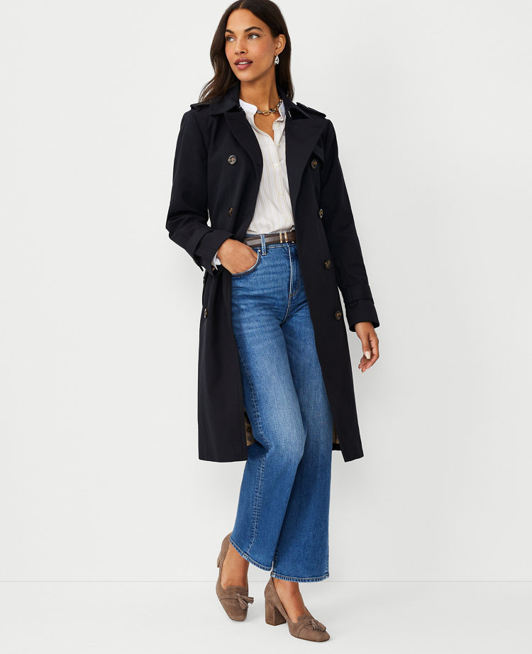 Black fitted trench clearance coat