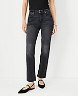Mid Rise Tapered Jeans in Washed Black Wash carousel Product Image 1