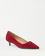 Suede Pointy Toe Kitten Heel Pumps carousel Product Image 1