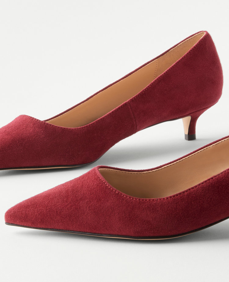 Red suede kitten heel on sale shoes