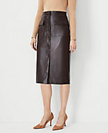 Pebbled Faux Leather Button Pocket Pencil Skirt carousel Product Image 1