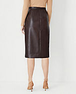 Pebbled Faux Leather Button Pocket Pencil Skirt carousel Product Image 2
