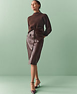Pebbled Faux Leather Button Pocket Pencil Skirt carousel Product Image 4