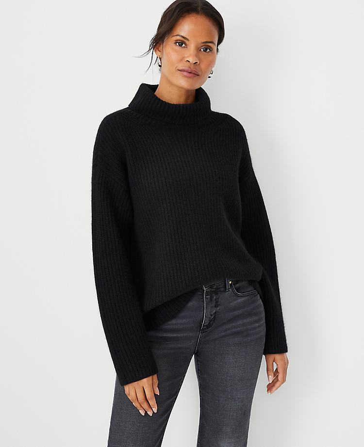 Cashmere Ribbed Turtleneck Sweater