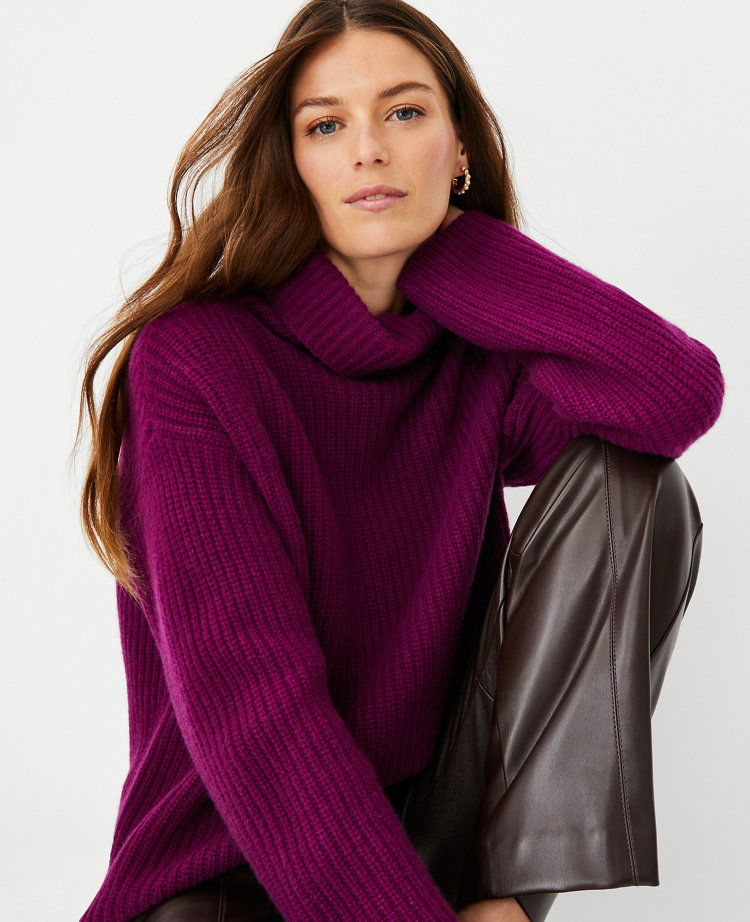 Cashmere Ribbed Turtleneck Sweater