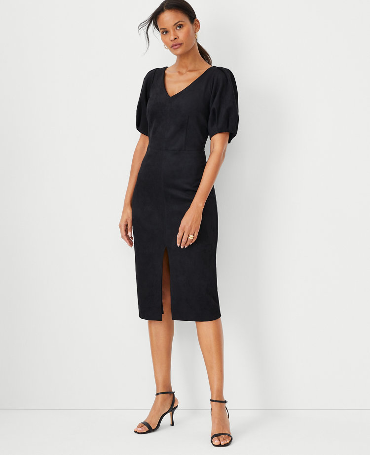 The Front Slit Boatneck Sheath Dress in Lightweight Weave