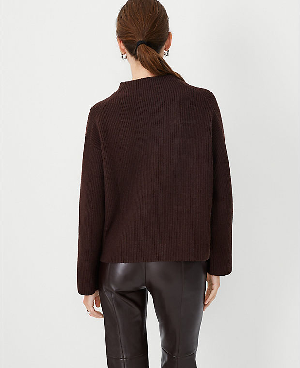 Ribbed Relaxed Funnel Neck Sweater