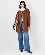 Faux Leather Trim Sherpa Coat carousel Product Image 1