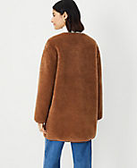 Faux Leather Trim Sherpa Coat carousel Product Image 2