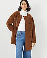 Faux Leather Trim Sherpa Coat carousel Product Image 3