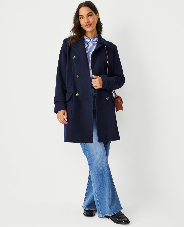 Women's navy on sale pea coat wool