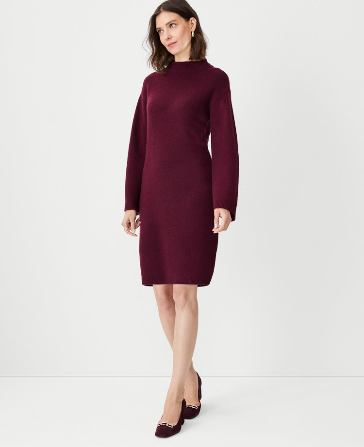 Cashmere Mock Neck Sweater Dress