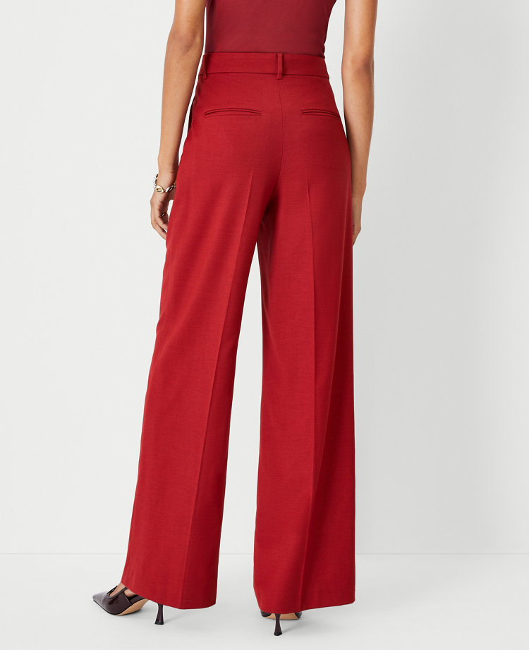 Bright Orange Belted High Waist Wide Leg Pants