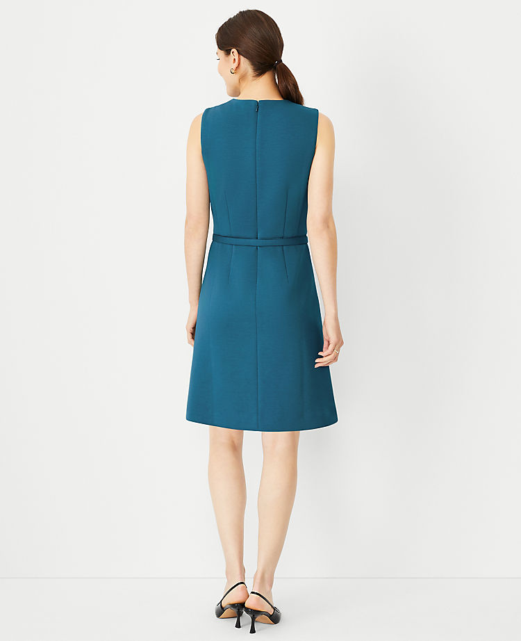 The Petite Belted A-Line Dress in Double Knit
