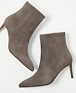Straight Stiletto Heel Suede Booties carousel Product Image 2