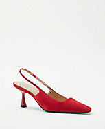 Suede Square Topline Slingback Pumps carousel Product Image 1