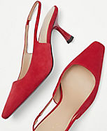 Suede Square Topline Slingback Pumps carousel Product Image 2