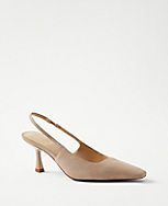 Suede Square Topline Slingback Pumps carousel Product Image 1