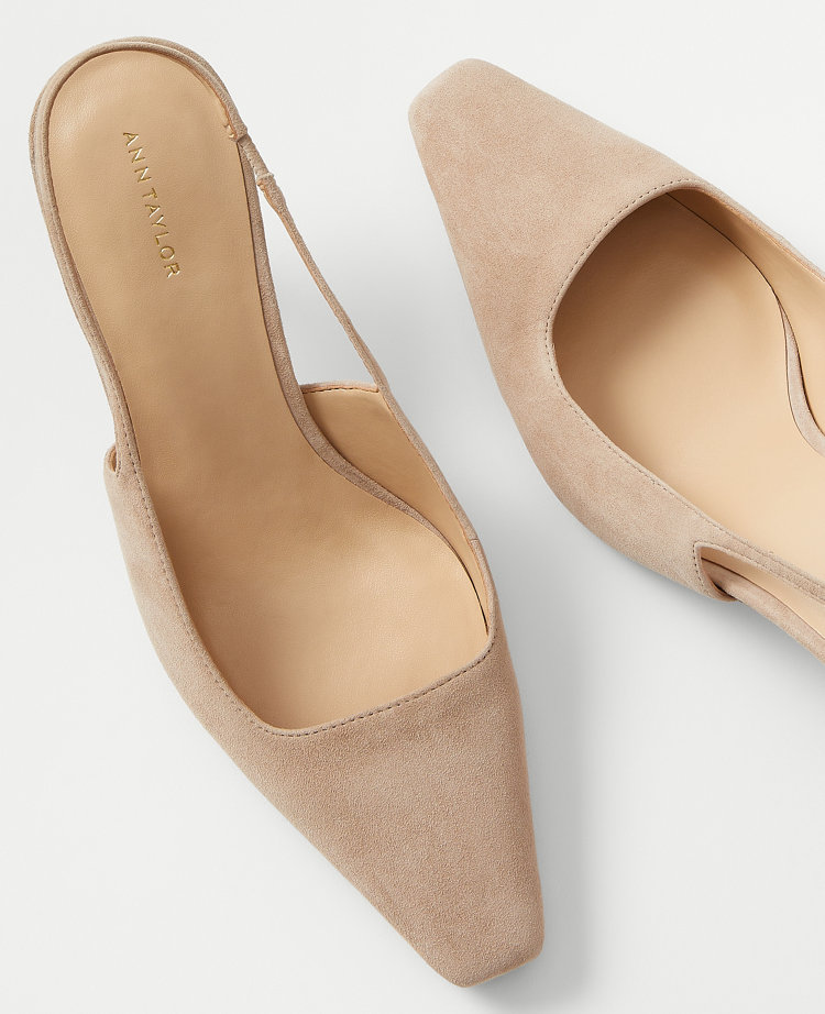 Suede Square Topline Slingback Pumps