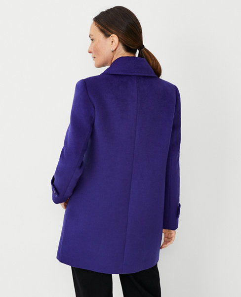 Wool Blend Notched Collar Peacoat